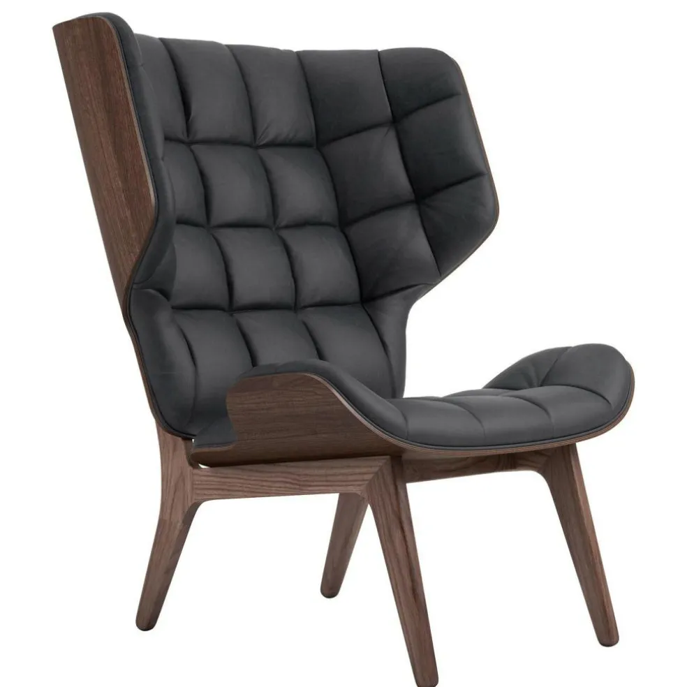 Mammoth Sessel Leder Gestell dunkel gebeizte Eiche