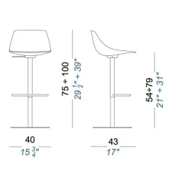Miunn S104 Barhocker Sitzfläche Leder 75-100cm