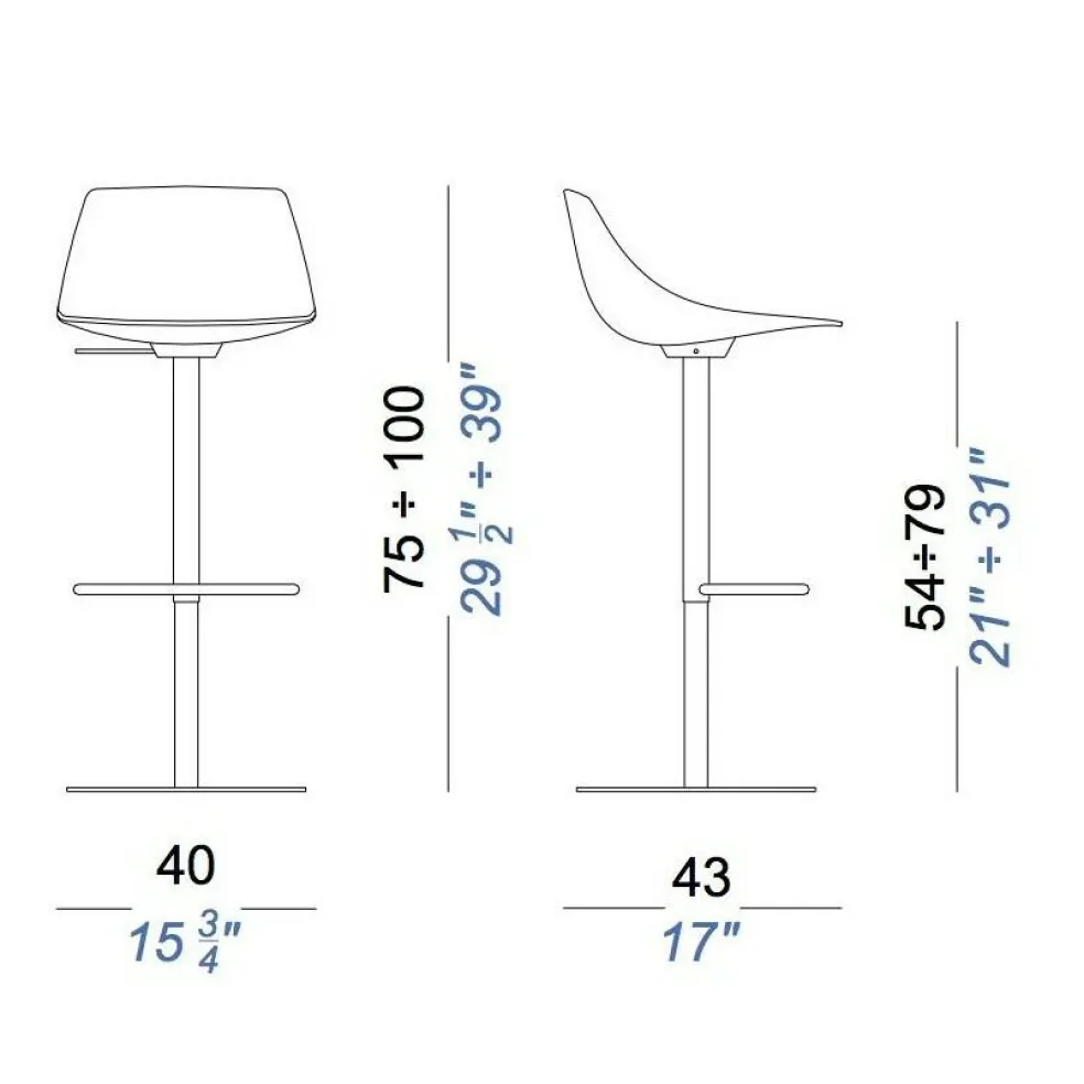 Miunn S104 Barhocker Sitzfläche Kunststoff 75-100cm