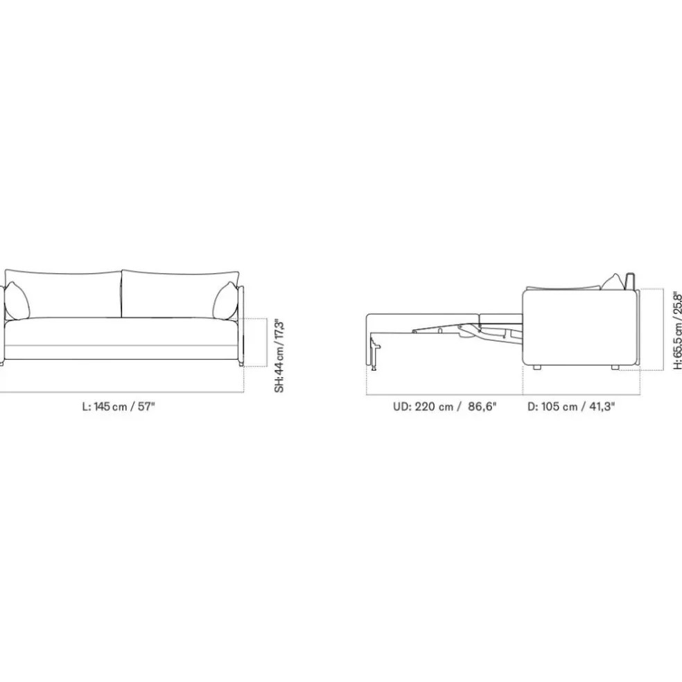 Offset 2-Sitzer Schlafsofa 145x105cm