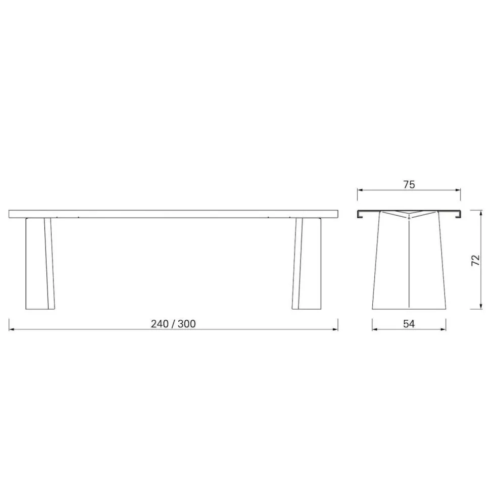 Pallas Indoor Tisch 75x300cm