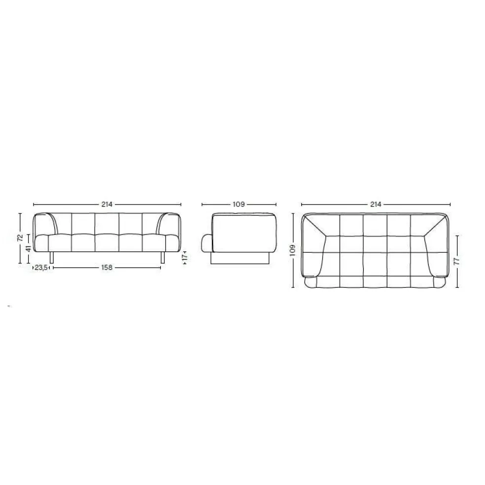 Quilton Lift 2-Sitzer Sofa Gestell Nussbaum