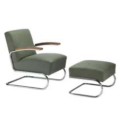 S 411 Sessel mit Hocker Leder
