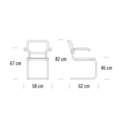 S 64 V Freischwinger Armlehnstuhl mit Rohrgeflecht