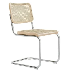 S 32 V Freischwinger Stuhl mit Rohrgeflecht Esche