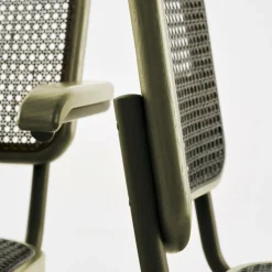 S 32 V Freischwinger Stuhl mit Rohrgeflecht Dark Melange