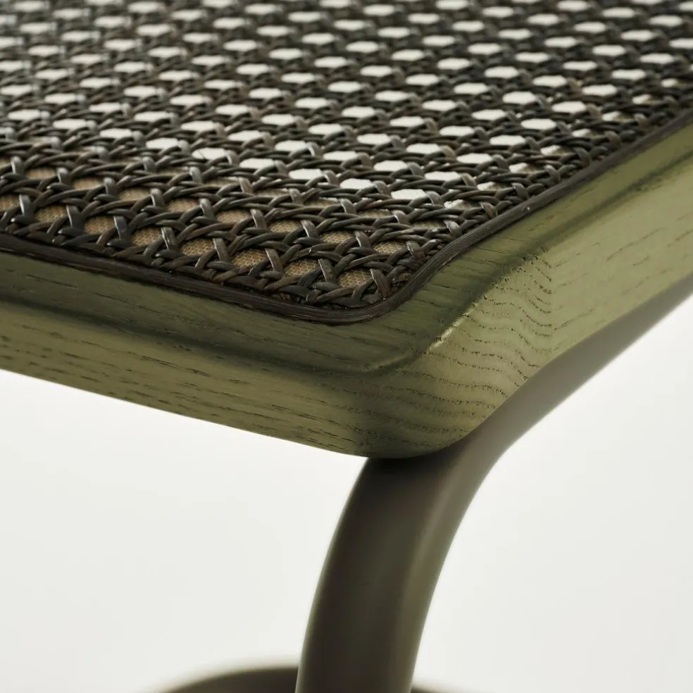 S 32 V Freischwinger Stuhl mit Rohrgeflecht Dark Melange