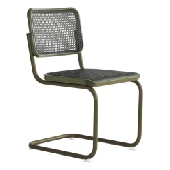 S 32 V Freischwinger Stuhl mit Rohrgeflecht Dark Melange
