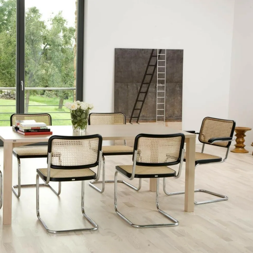 S 32 V Freischwinger Stuhl mit Rohrgeflecht 4er Set