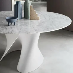 S Table Esstisch Gestell weiß Ø156cm Marmor