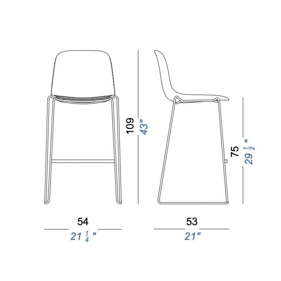 Seela S321 Barhocker mit Stoff H 75cm