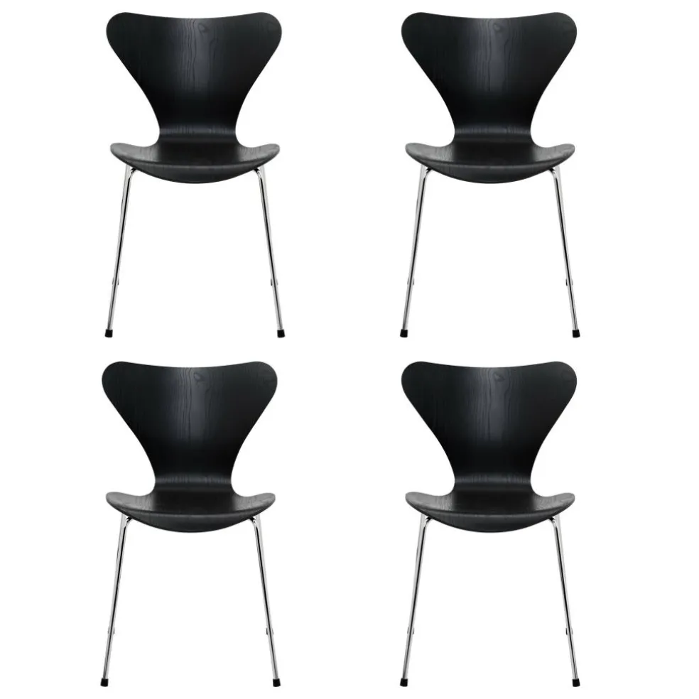 Serie 7™ Stuhl gefärbte Esche Gestell Verchromt 4er Set