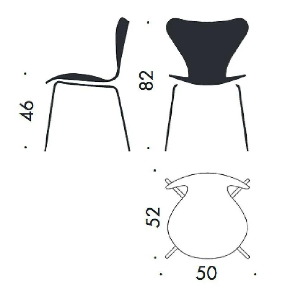 Serie 7 Stuhl Vorne gepolstert Warmes Graphit