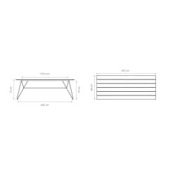 Sketch Gartentisch 220x88cm