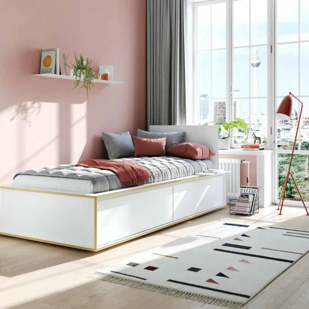 Spaze Einzelbett mit hohem Kopfteil 90x200cm