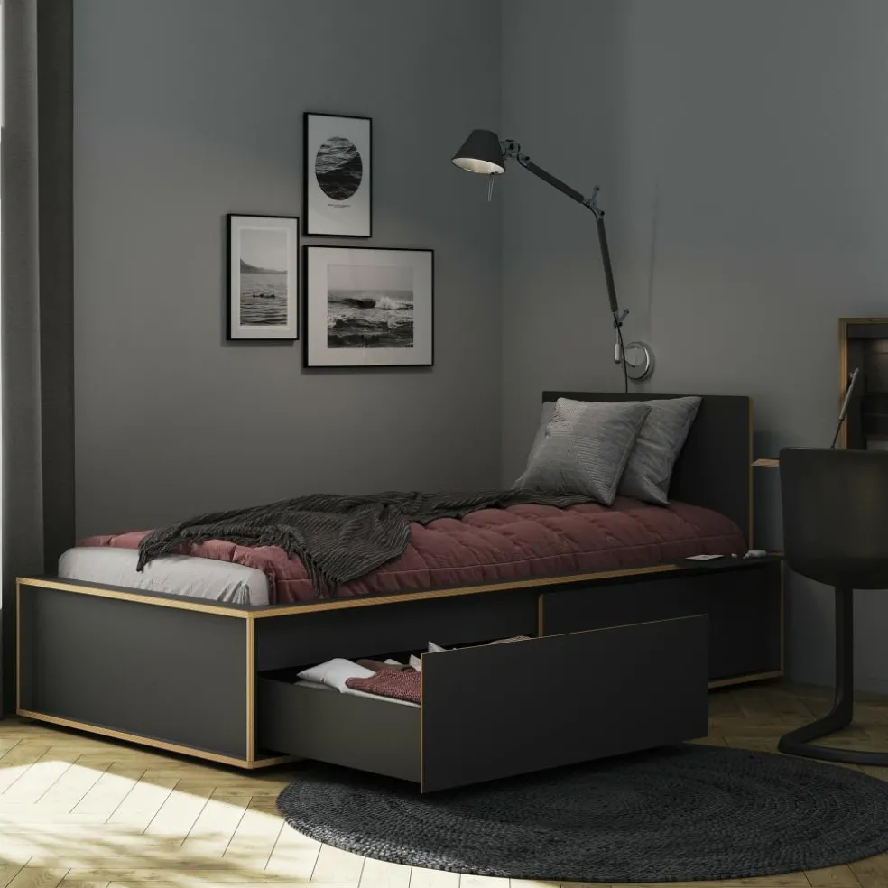 Spaze Einzelbett mit hohem Kopfteil 90x200cm