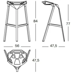 Stool One Hocker H 74cm 2er Set