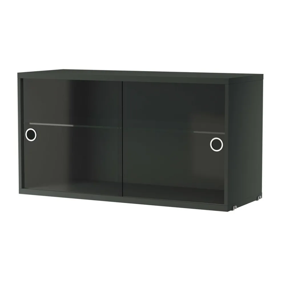 String System Vitrinenschrank mit Schiebtüren