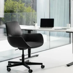 W-Club Sessel Leder Rollengestell