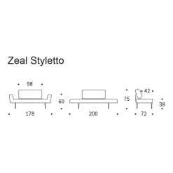 Zeal Styletto Schlafsofa Cord 200x72cm